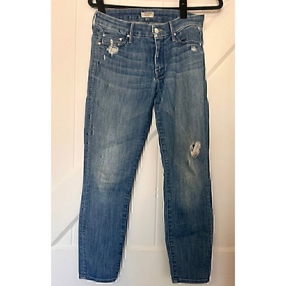 MOTHER The Tomcat Jeans - High-Rise, Distressed Light Wash, Size 26 - Picture 1 of 7